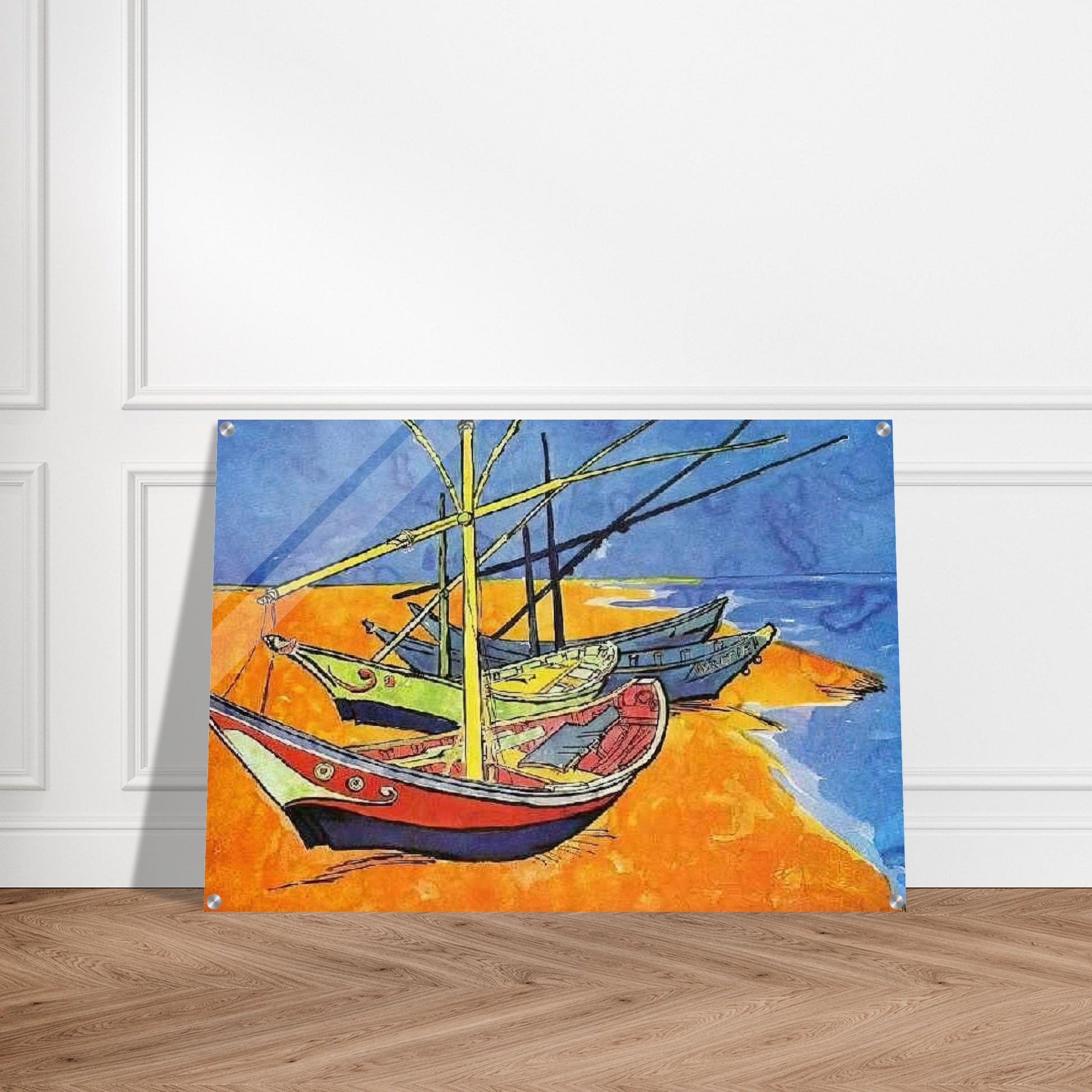 Fishing Boats on the Beach at Saintes-Maries-de-la-Mer - Vincent van Gogh Acrylic Print - 70x100 cm / 28x40″ inches