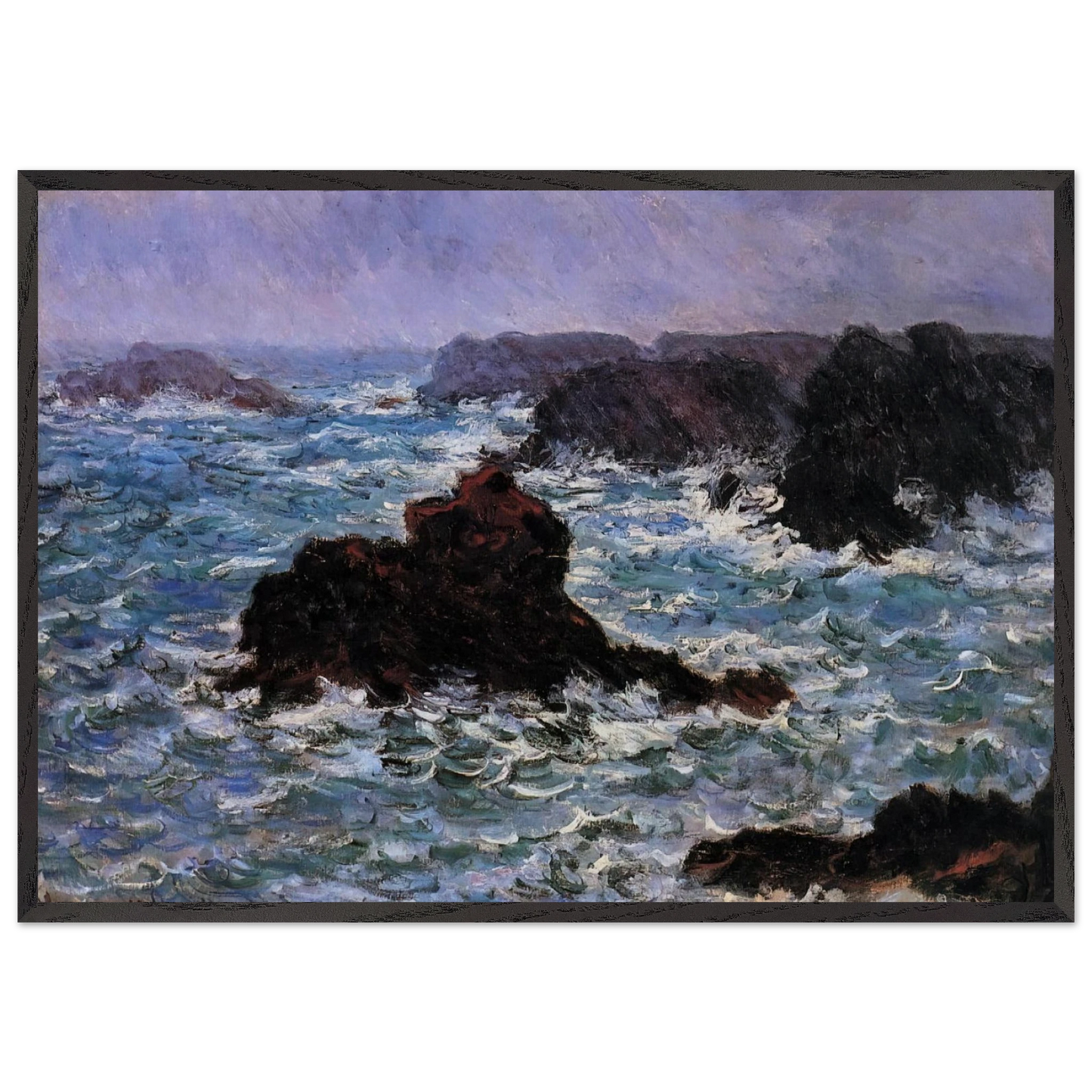 Belle-Ile Rain Effect - claude monet Framed Art Print – Black Wooden Frame - Default Title - -Framed Art Print