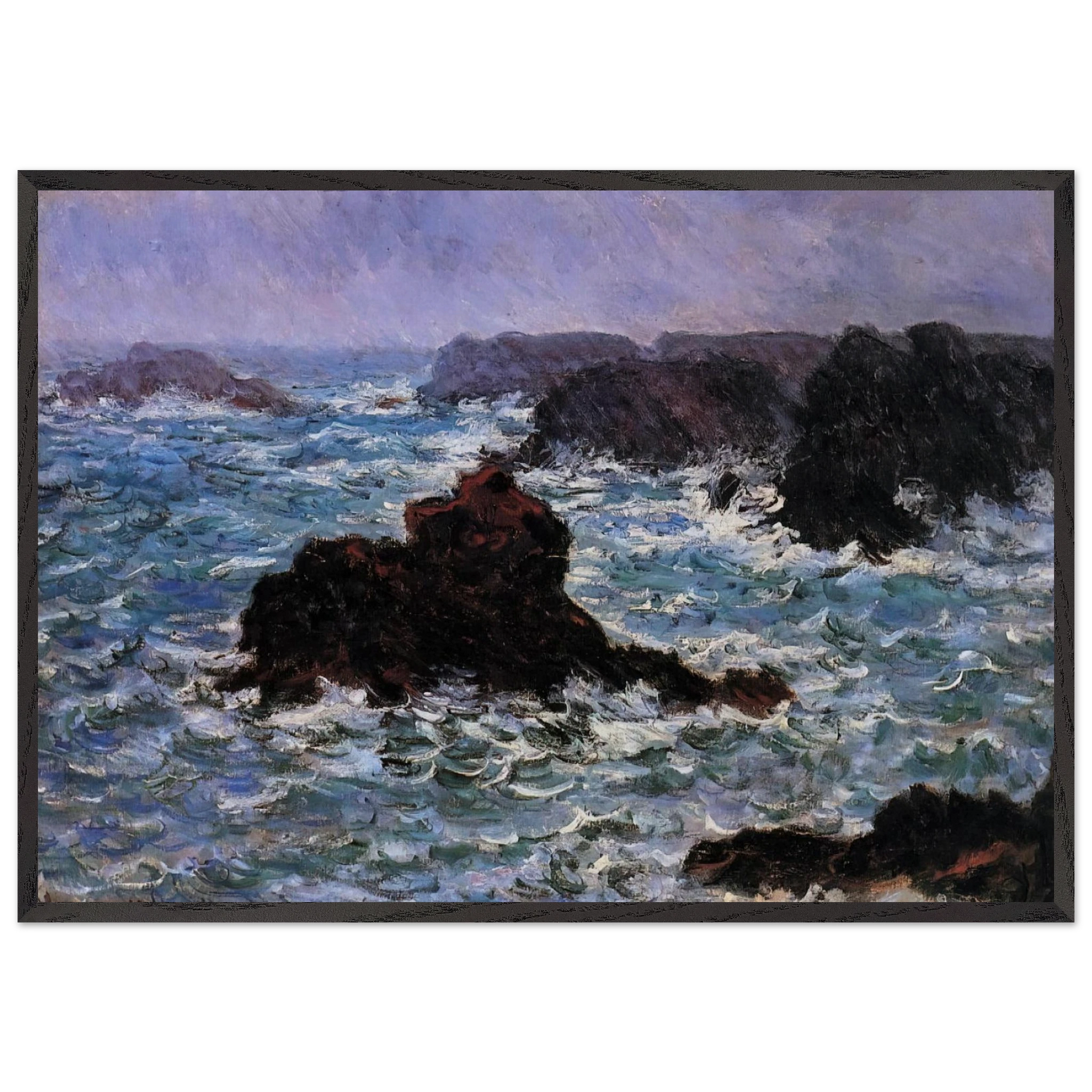 Belle-Ile Rain Effect - claude monet Framed Art Print – Black Wooden Frame - Default Title - -Framed Art Print