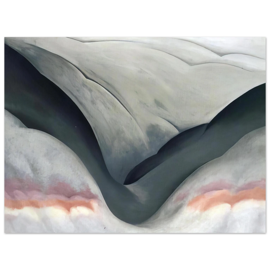 Georgia O'Keeffe - Black Place, Grey and Pink Fine Art Poster - 13x18 cm / 5x7 inches