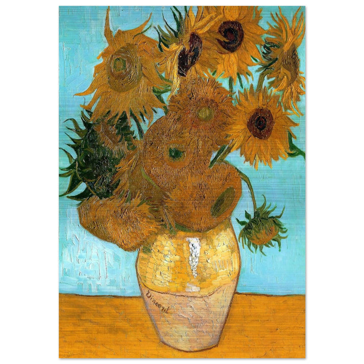 Still Life - Vase with Twelve Sunflowers - Vincent van Gogh Brushed Aluminum Print - 70x100 cm / 28x40 inches | Vincent van Gogh Aluminum Print | Vincent van Gogh Prints