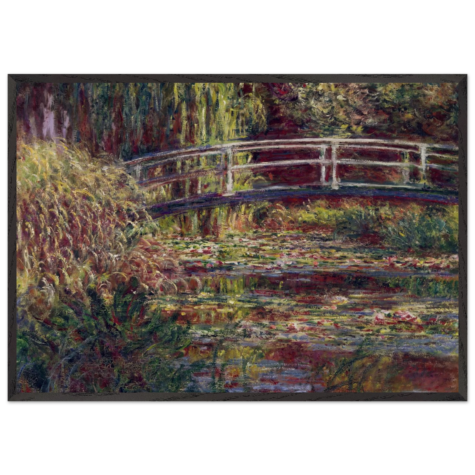 The Japanese Bridge The Water-Lily Pond Symphony in Rose - claude monet Framed Art Print – Black Wooden Frame - Default Title - -Framed Art Print
