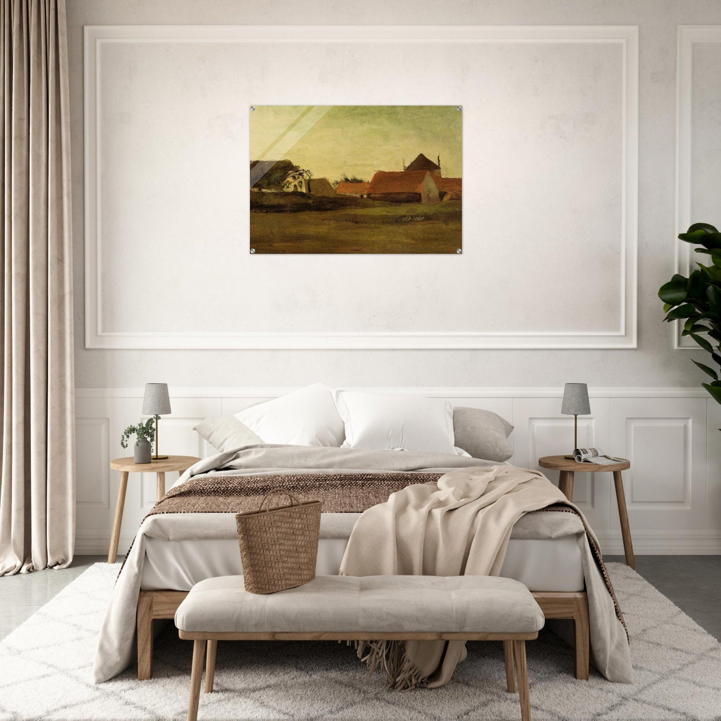 Farmhouses in Loosduinen near The Hague at Twilight - Vincent van Gogh Acrylic Print - 70x100 cm / 28x40″ inches