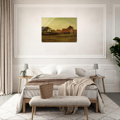 Farmhouses in Loosduinen near The Hague at Twilight - Vincent van Gogh Acrylic Print - 70x100 cm / 28x40″ inches