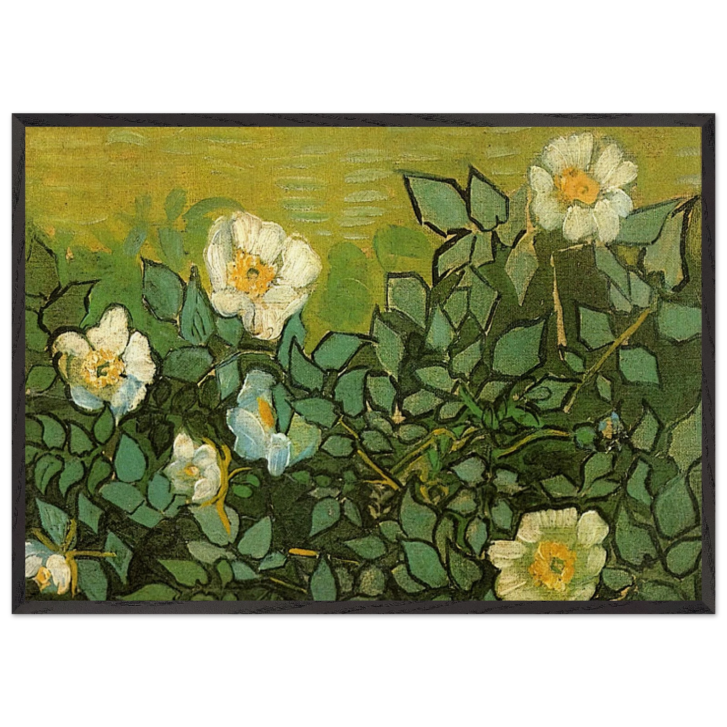 Wild Roses - Vincent van Gogh Framed Art Print – Black Wooden Frame - Default Title - -Framed Art Print