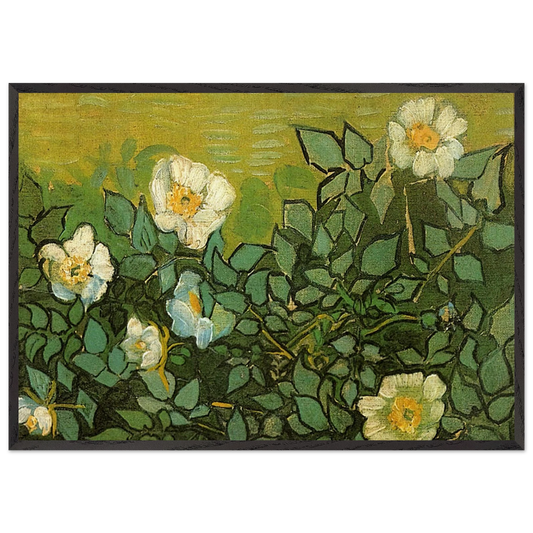 Wild Roses - Vincent van Gogh Framed Art Print – Black Wooden Frame - Default Title - -Framed Art Print