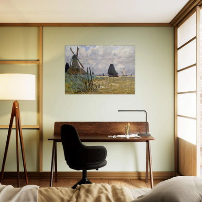 Windmill near Zaandam - claude monet Brushed Aluminum Print - 70x100 cm / 28x40 inches | claude monet Aluminum Print | claude monet Prints