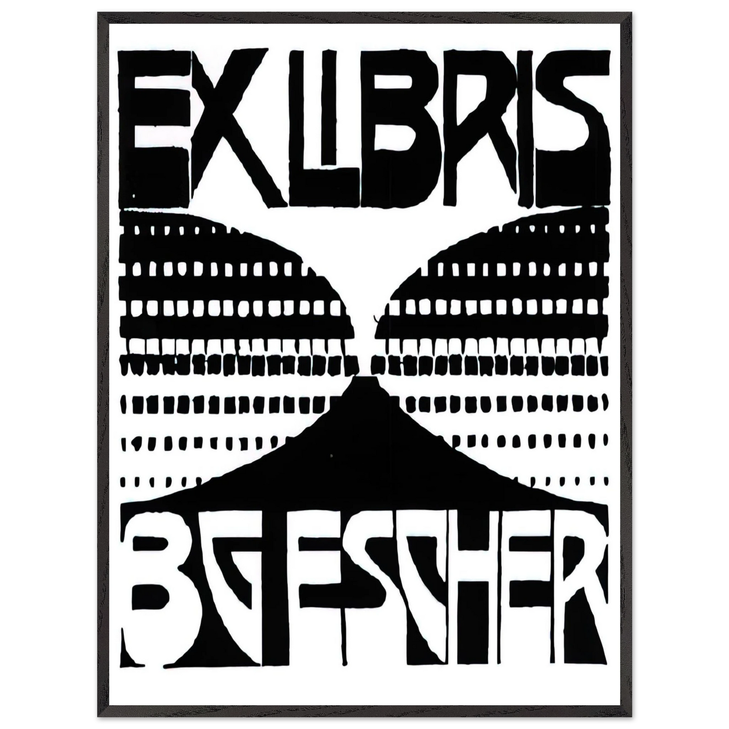 MC Escher - BOOKPLATE B G ESCHER BEER Wall Art - 60x80 cm / 24x32 inches - Premium Wooden Framed Poster With Fine Art Paper - White frame