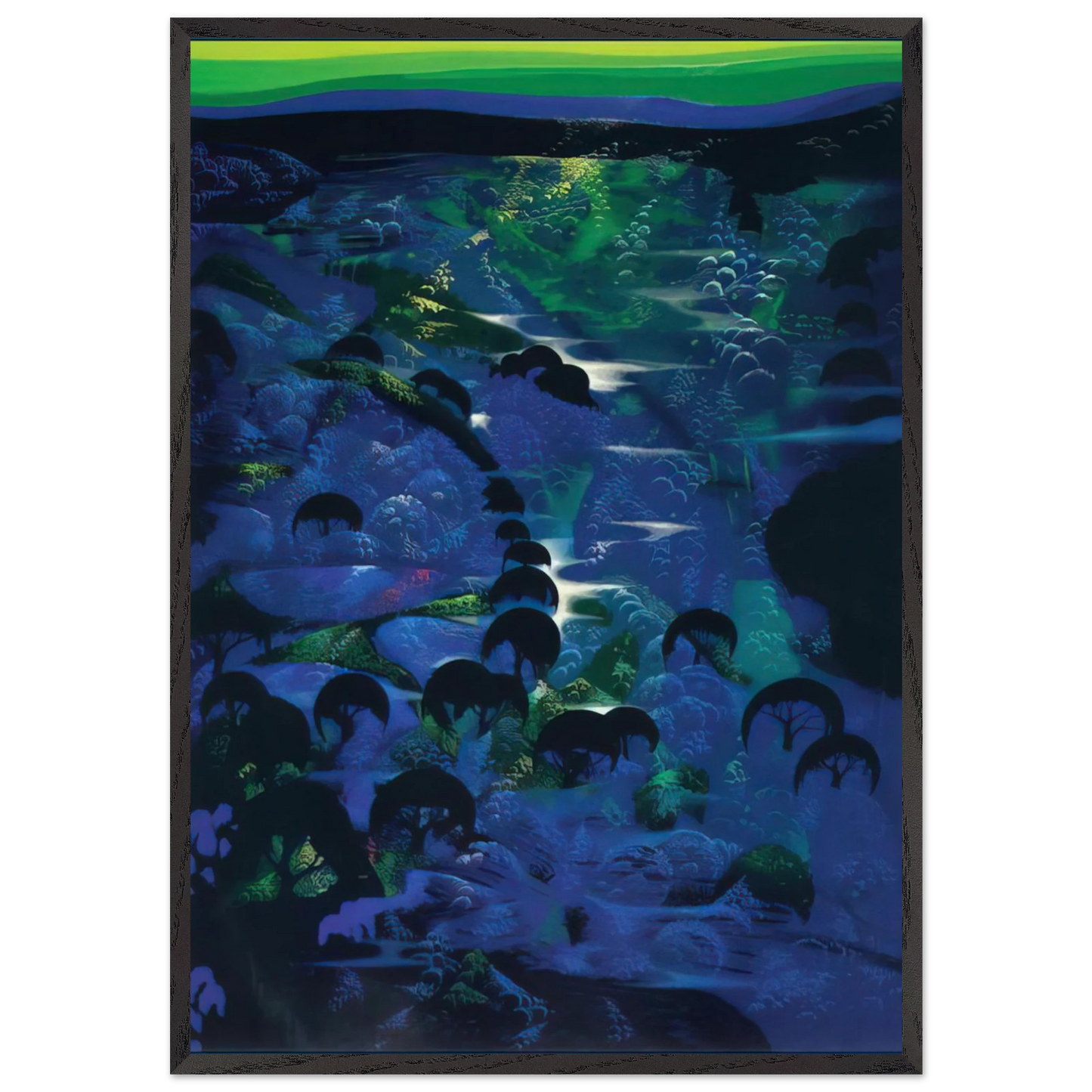 Beneath an Emerald Sky - Eyvind Earle Framed Art Print – Black Wooden Frame - Default Title - -Framed Art Print