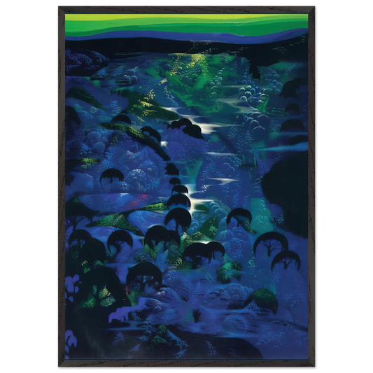 Beneath an Emerald Sky - Eyvind Earle Framed Art Print – Black Wooden Frame - Default Title - -Framed Art Print