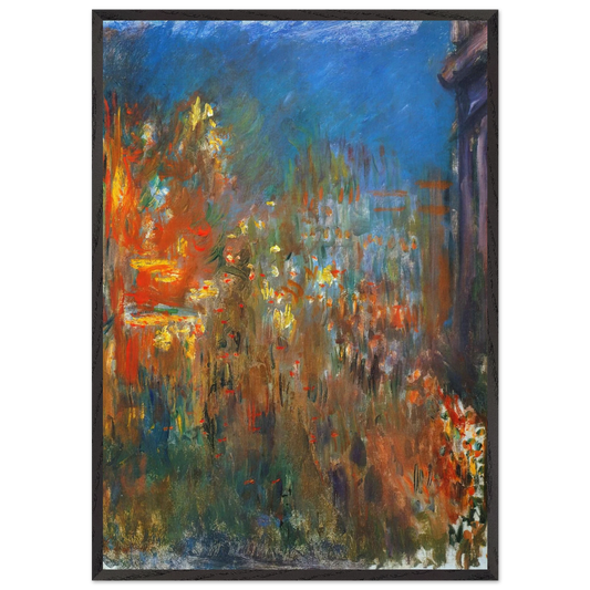Leicester Square at Night - claude monet 70x100 cm / 28x40 inches Framed Art Print – Black Wooden Frame