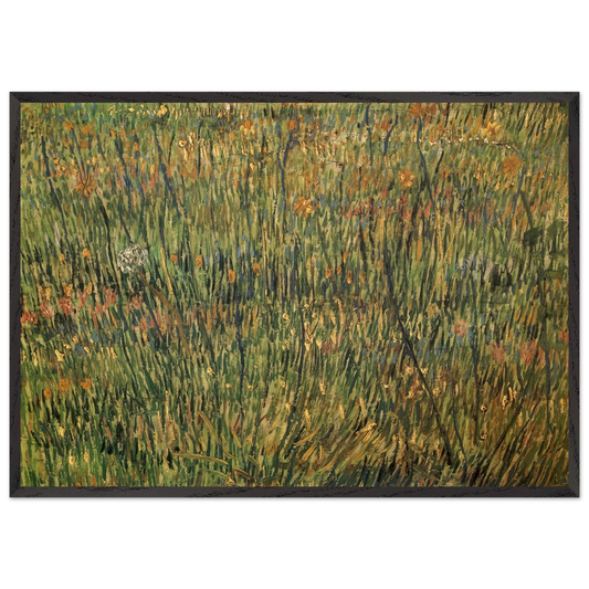 Pasture in Bloom - Vincent van Gogh 70x100 cm / 28x40 inches Framed Art Print – Black Wooden Frame