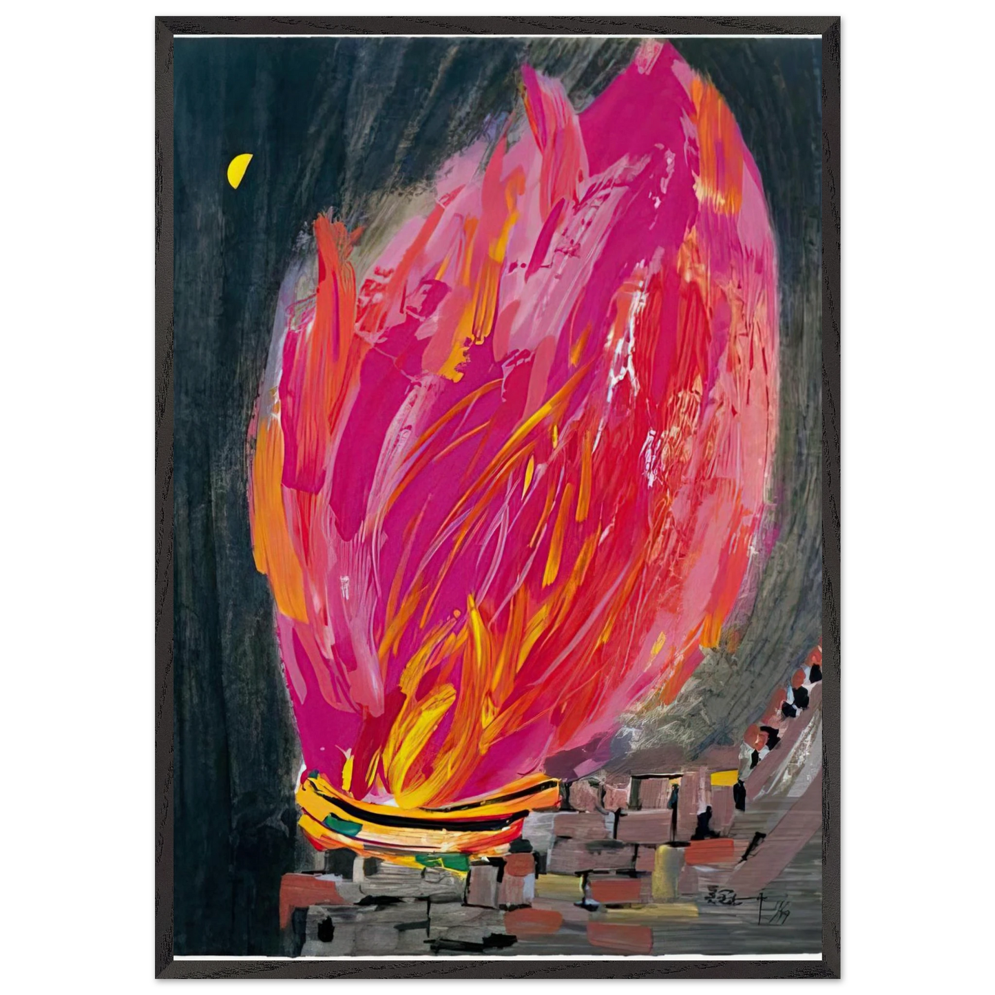 Torch - 2008 - Wu Guanzhong Framed Art Print – Black Wooden Frame - Default Title - -Framed Art Print