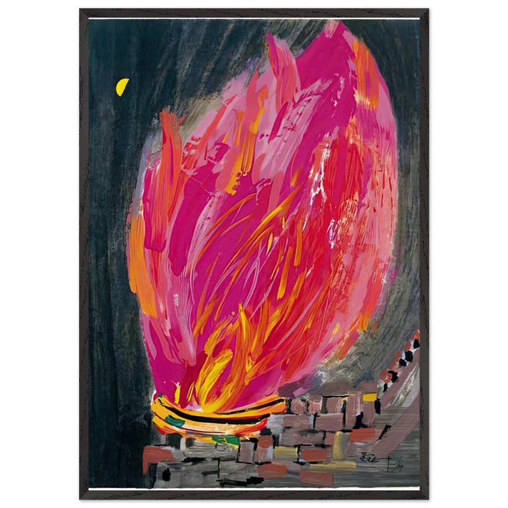 Torch - 2008 - Wu Guanzhong 70x100 cm / 28x40 inches Framed Art Print – Black Wooden Frame