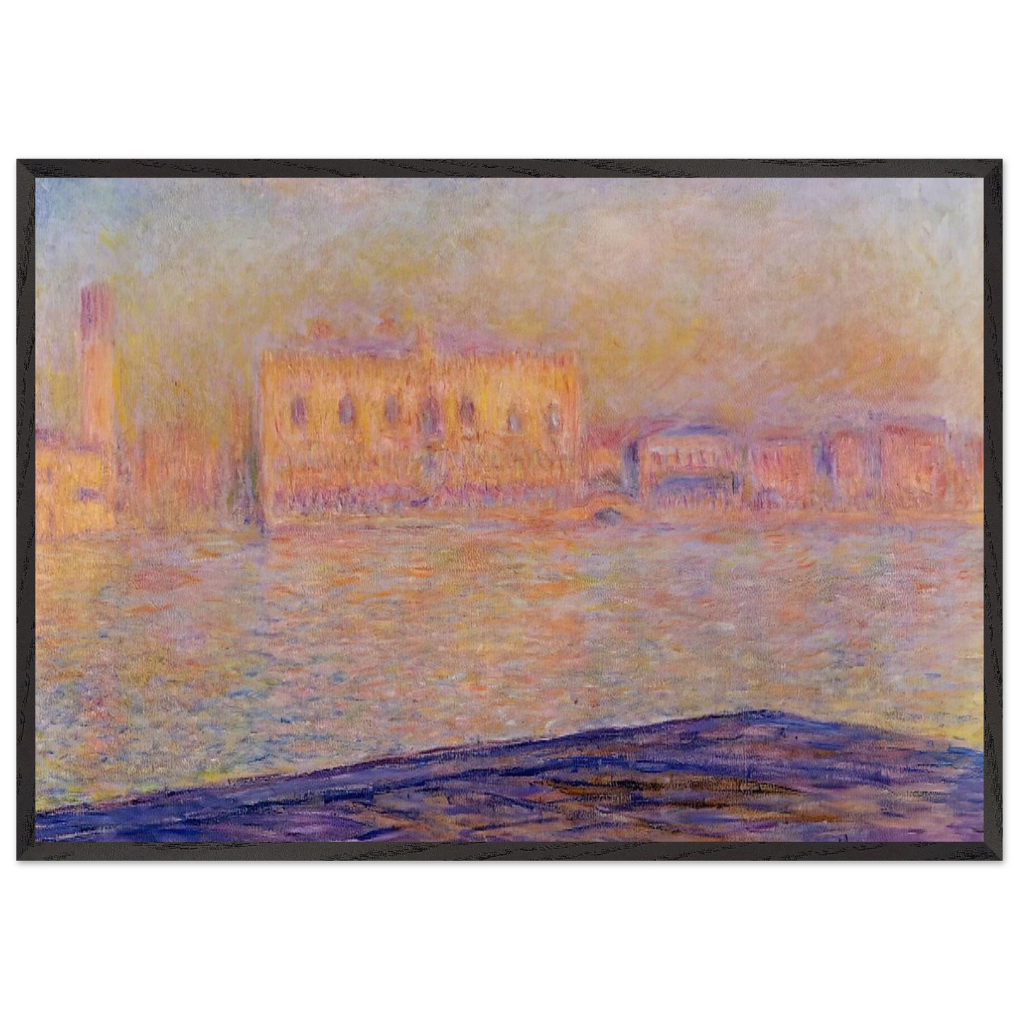 The Doges Palace Seen from San Giorgio Maggiore - claude monet Framed Art Print – Black Wooden Frame - Default Title - -Framed Art Print
