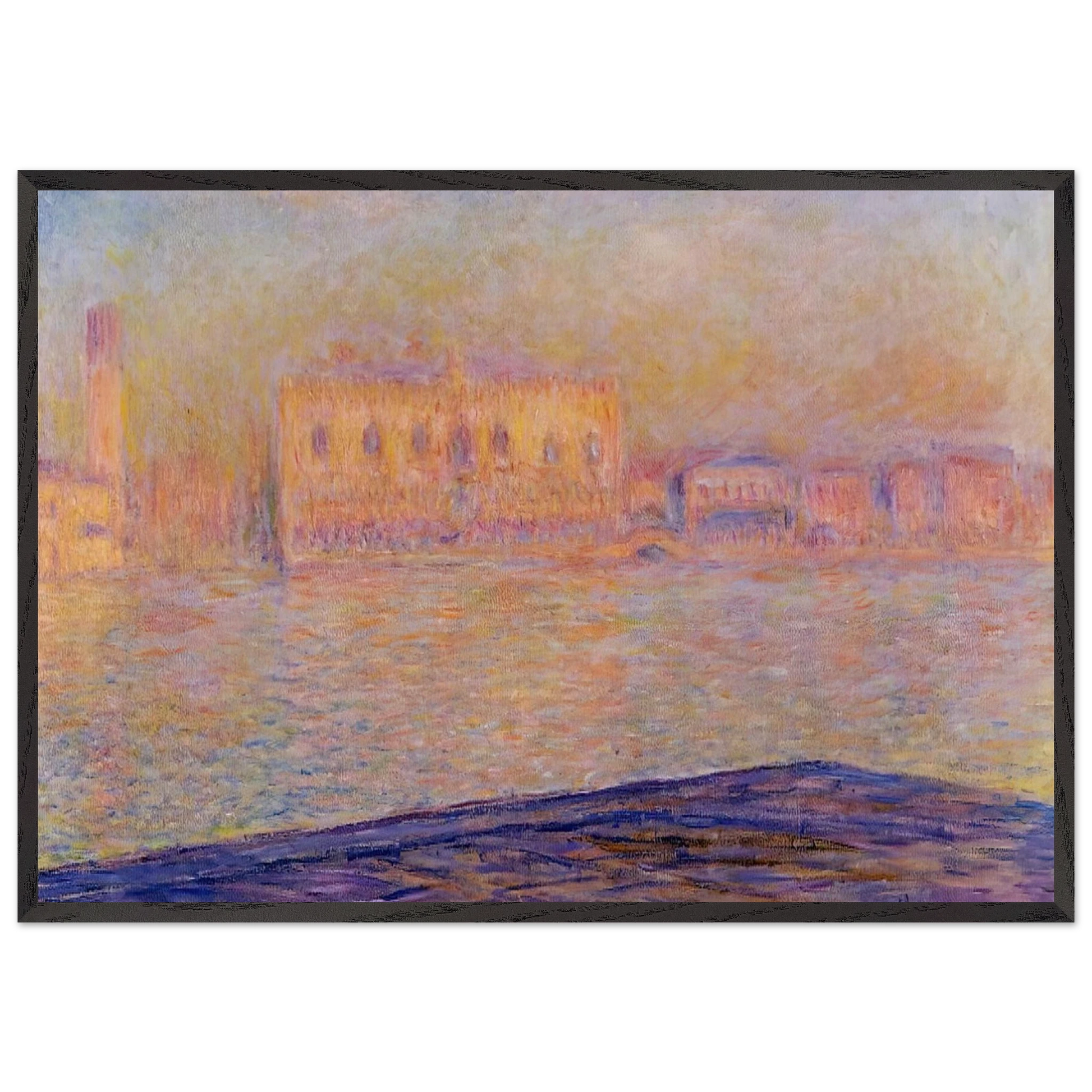 The Doges Palace Seen from San Giorgio Maggiore - claude monet Framed Art Print – Black Wooden Frame - Default Title - -Framed Art Print