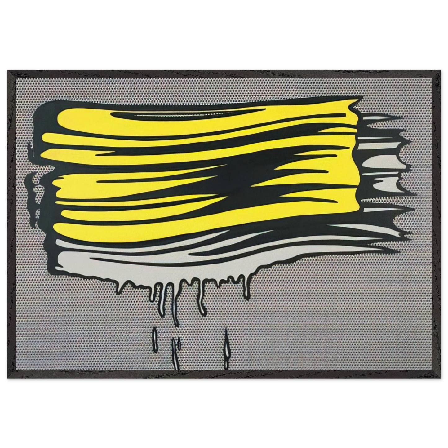 YELLOW AND WHITE BRUSHSTROKES 1965 - Roy Lichtenstein Framed Art Print – Black Wooden Frame - Default Title - -Framed Art Print