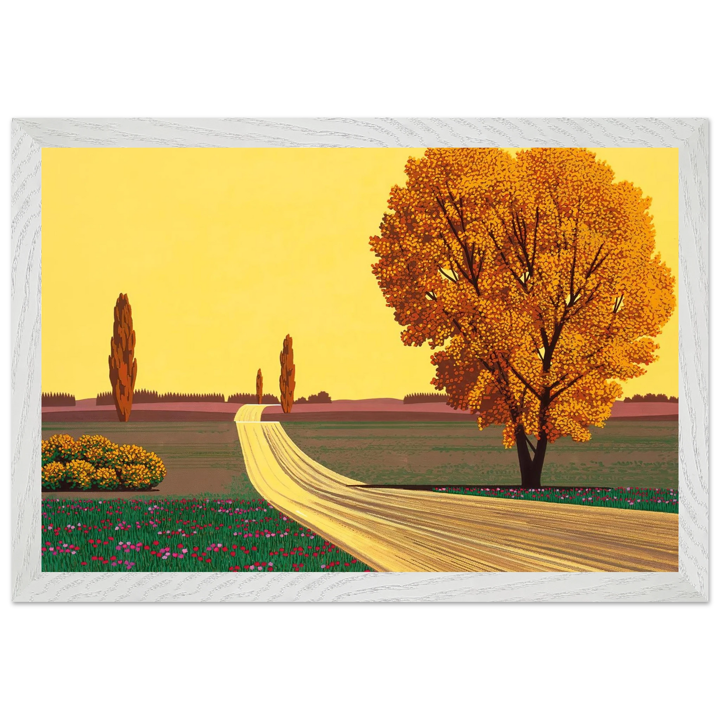 Hiroshi Nagai - Autumn Wall Art - 21x29.7 cm / 8x12" - Premium Wooden Framed Poster With Fine Art Paper - White frame