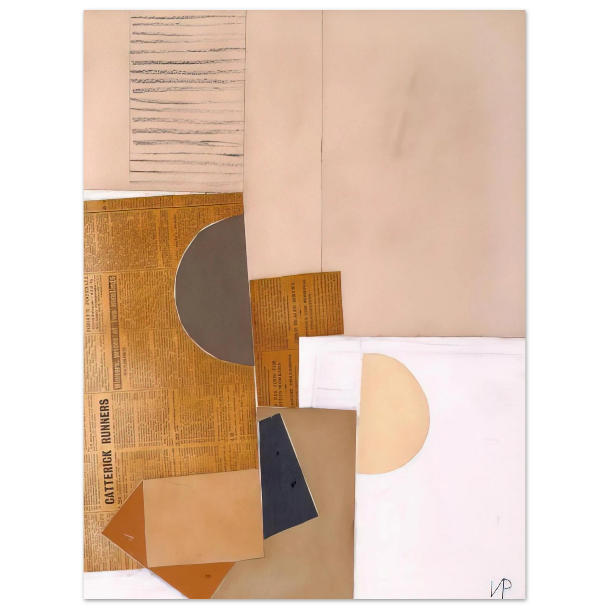 Victor Pasmore - Abstract in White, Grey and Ochre - 1949 Fine Art Poster - Default Title