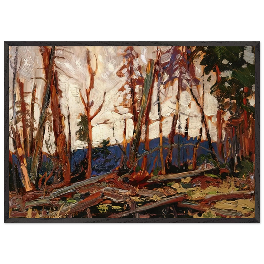 BURNT COUNTRY EVENING SKETCH FOR BURNT LAND 1914 - Tom Thomson Framed Art Print – Black Wooden Frame - Default Title - -Framed Art Print