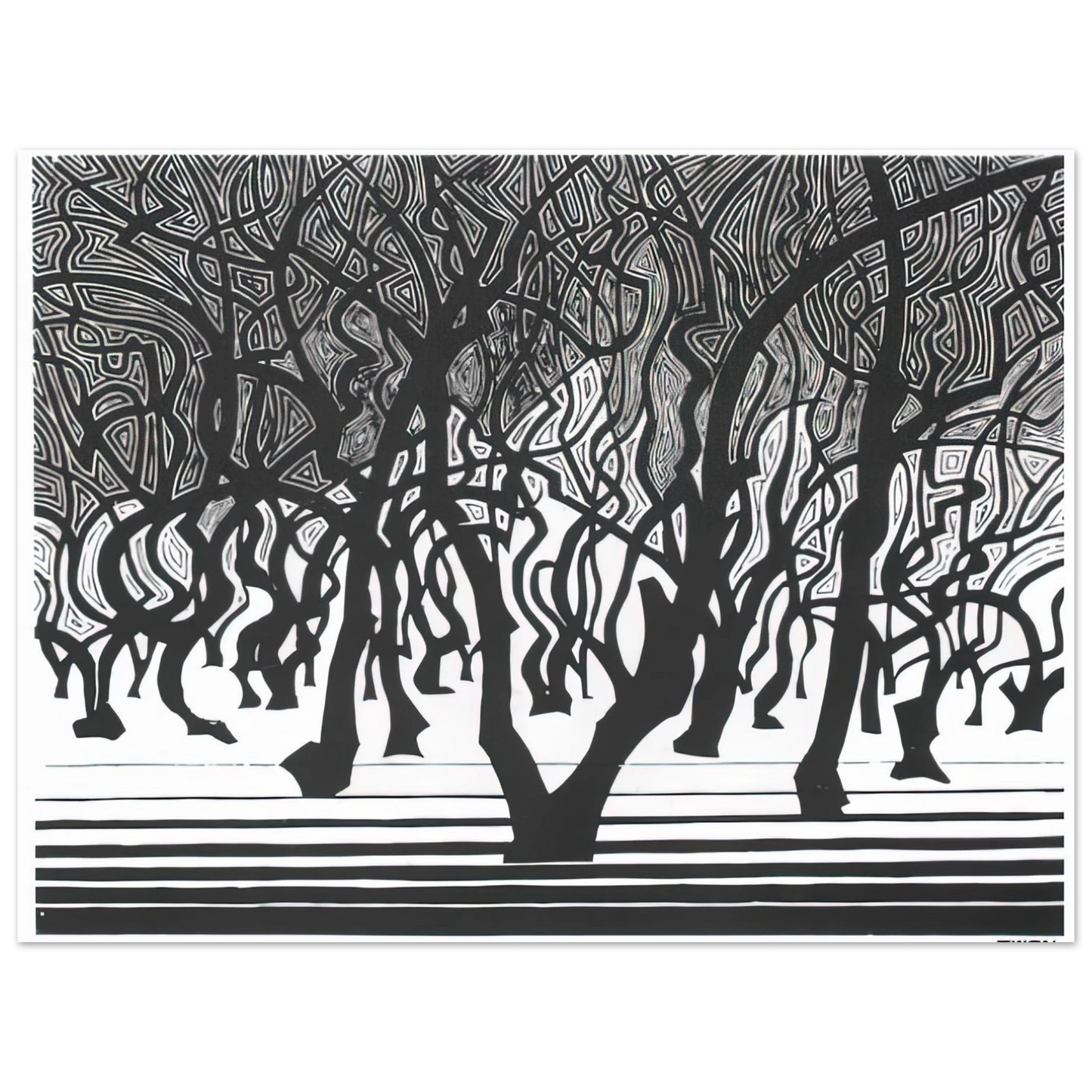 MC Escher - WOODS NEAR MENTON Wall Art - 30x40 cm / 12x16 inches - Premium Wooden Framed Poster With Fine Art Paper - Black frame