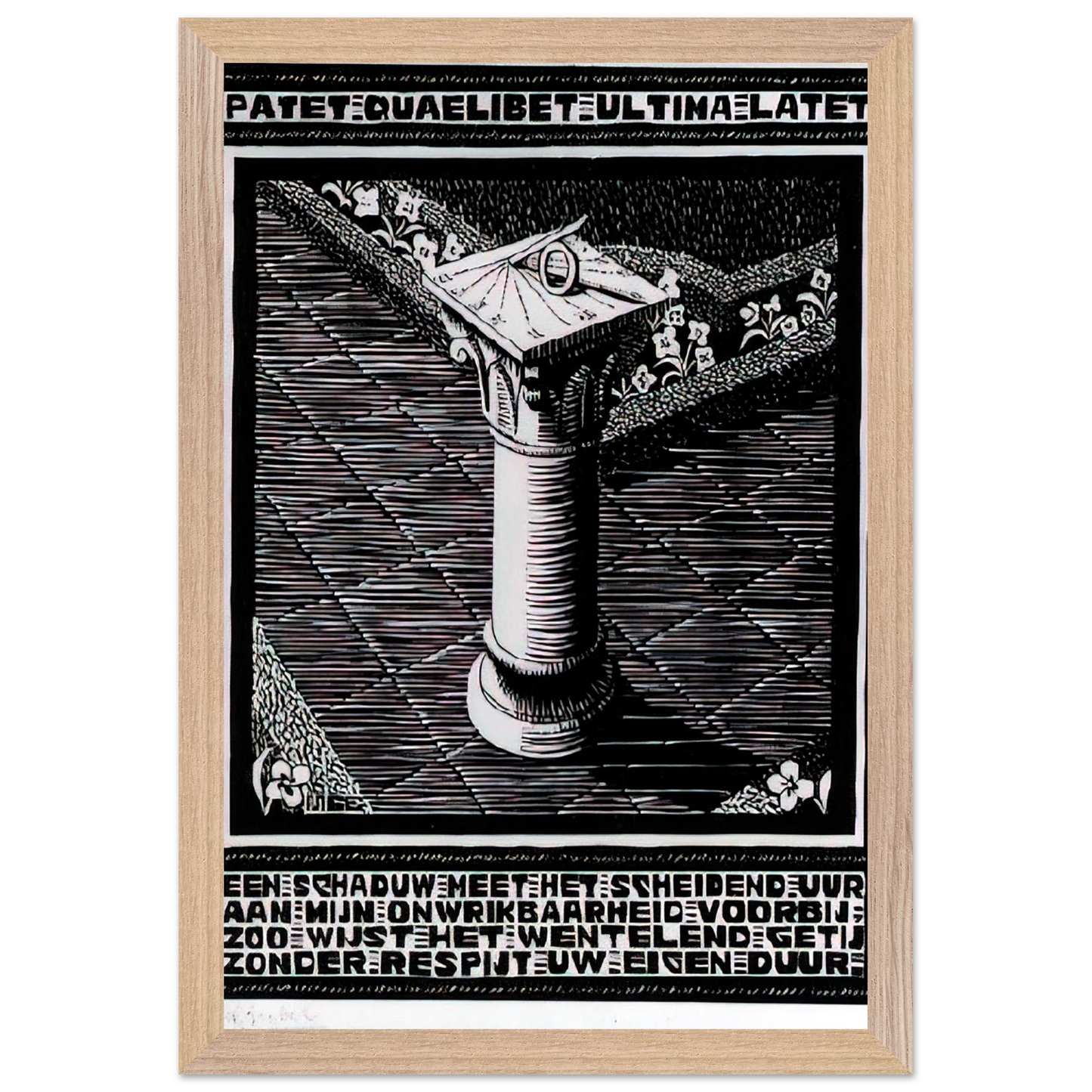 MC Escher - EMBLEMATA SUNDIAL Wall Art - 60x80 cm / 24x32 inches - Premium Wooden Framed Poster With Fine Art Paper - White frame
