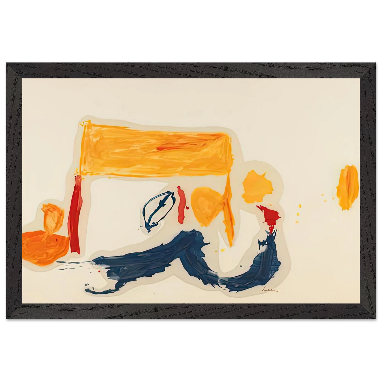 Helen Frankenthaler - Yellow Games, 1962- Wall Art - 21x29.7 cm / 8x12" - Premium Wooden Framed Poster With Fine Art Paper - White frame