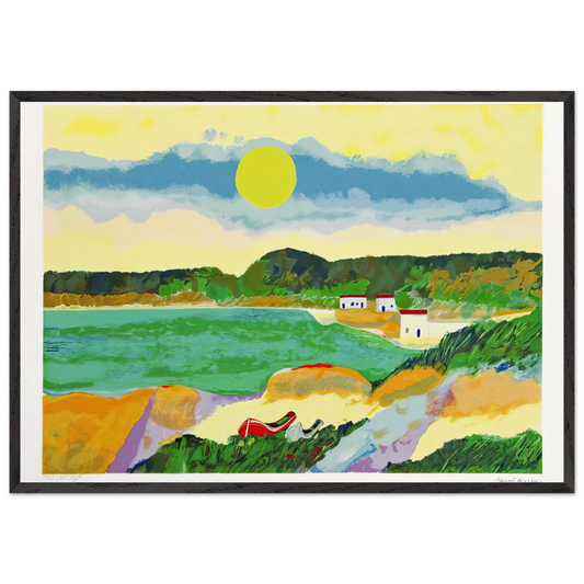 Marinha Com Casas - Post-Impressionism - Aldemir Martins Framed Art Print – Black Wooden Frame - Default Title - -Framed Art Print