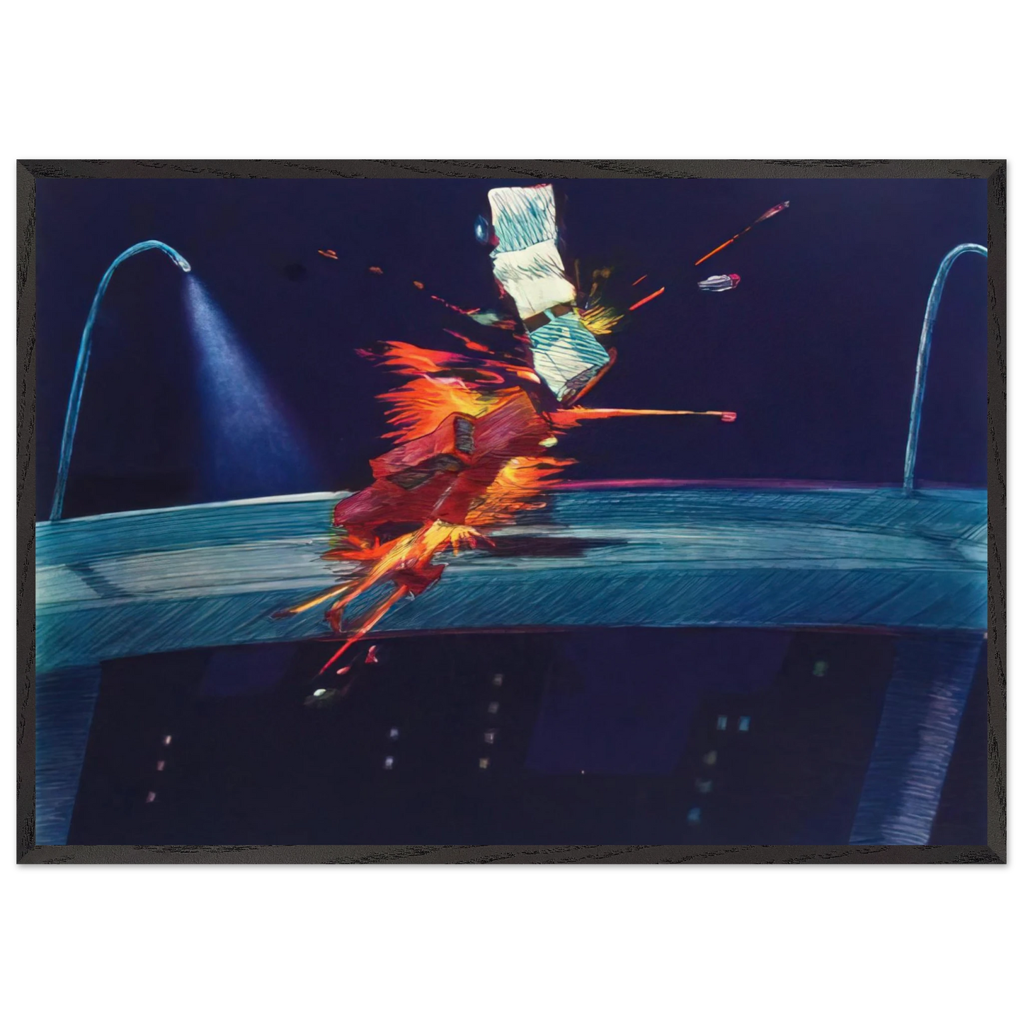 Purple Crash - Neo-Expressionism - Carlos Almaraz Framed Art Print – Black Wooden Frame - Default Title - -Framed Art Print