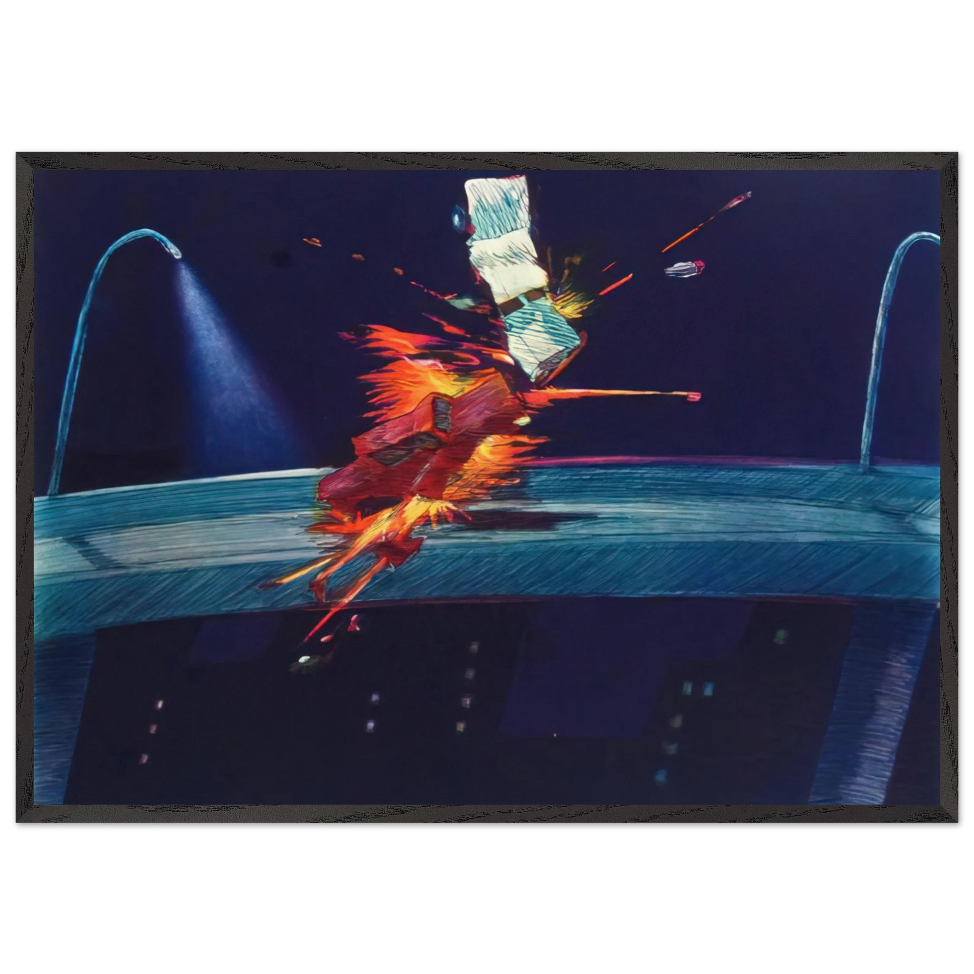 Purple Crash - Neo-Expressionism - Carlos Almaraz Framed Art Print – Black Wooden Frame - Default Title - -Framed Art Print