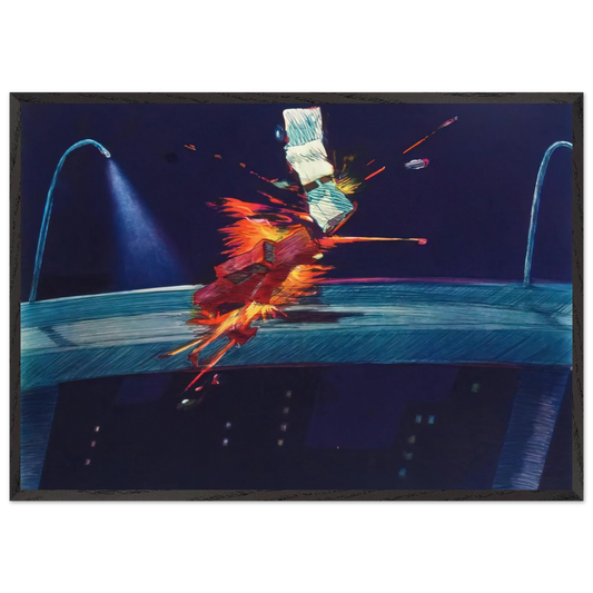 Purple Crash - Neo-Expressionism - Carlos Almaraz Framed Art Print – Black Wooden Frame - Default Title - -Framed Art Print