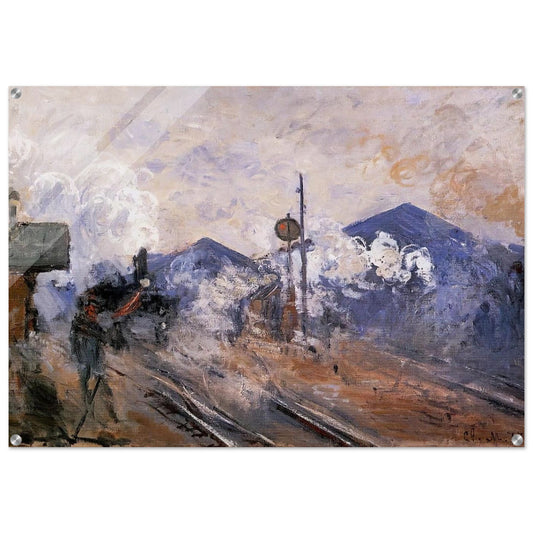Saint-Lazare Station, Track Coming out - claude monet Acrylic Print - 70x100 cm / 28x40″ inches | claude monet Wall Art | claude monet Prints