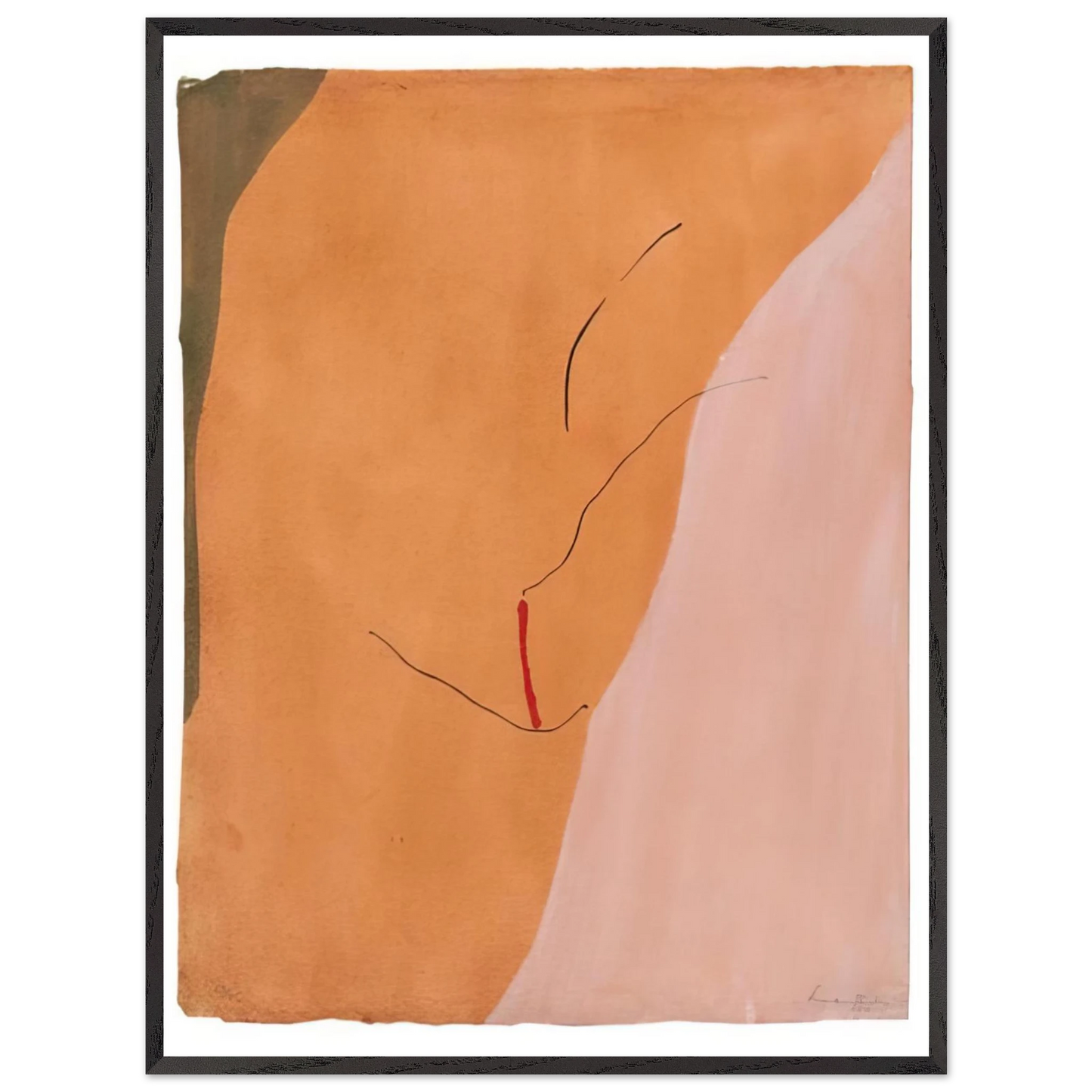 Helen Frankenthaler - Sanguine Mood - 1971 Wall art - 30x45 cm / 12x18 inches - Premium Wooden Framed Poster With Fine Art Paper - White frame