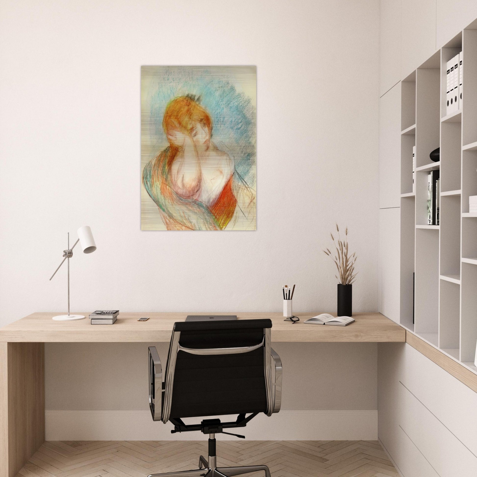 Seated Woman - Pierre-Auguste Renoir Brushed Aluminum Print - 70x100 cm / 28x40 inches | Pierre-Auguste Renoir Aluminum Print | Pierre-Auguste Renoir Prints