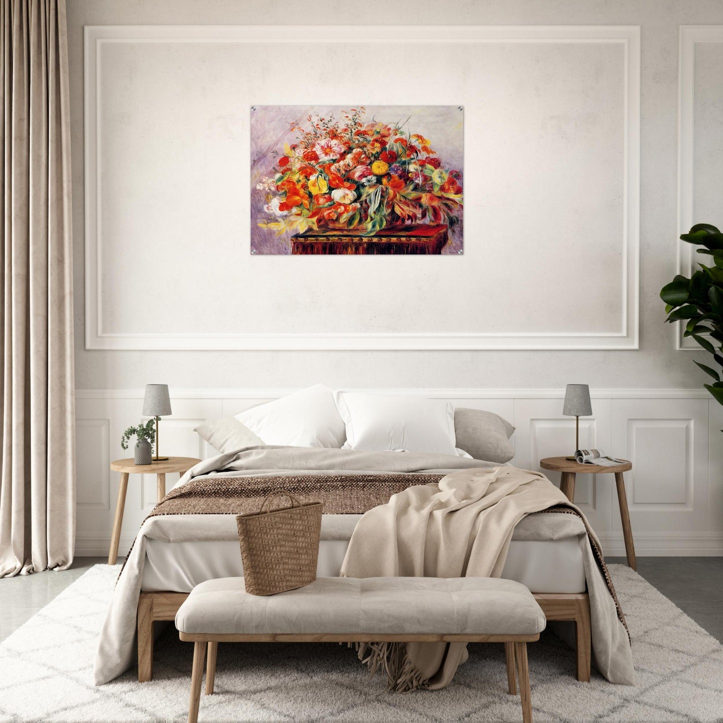 Basket of Flowers - Pierre-Auguste Renoir Acrylic Print - 70x100 cm / 28x40″ inches | Pierre-Auguste Renoir Wall Art | Pierre-Auguste Renoir Prints
