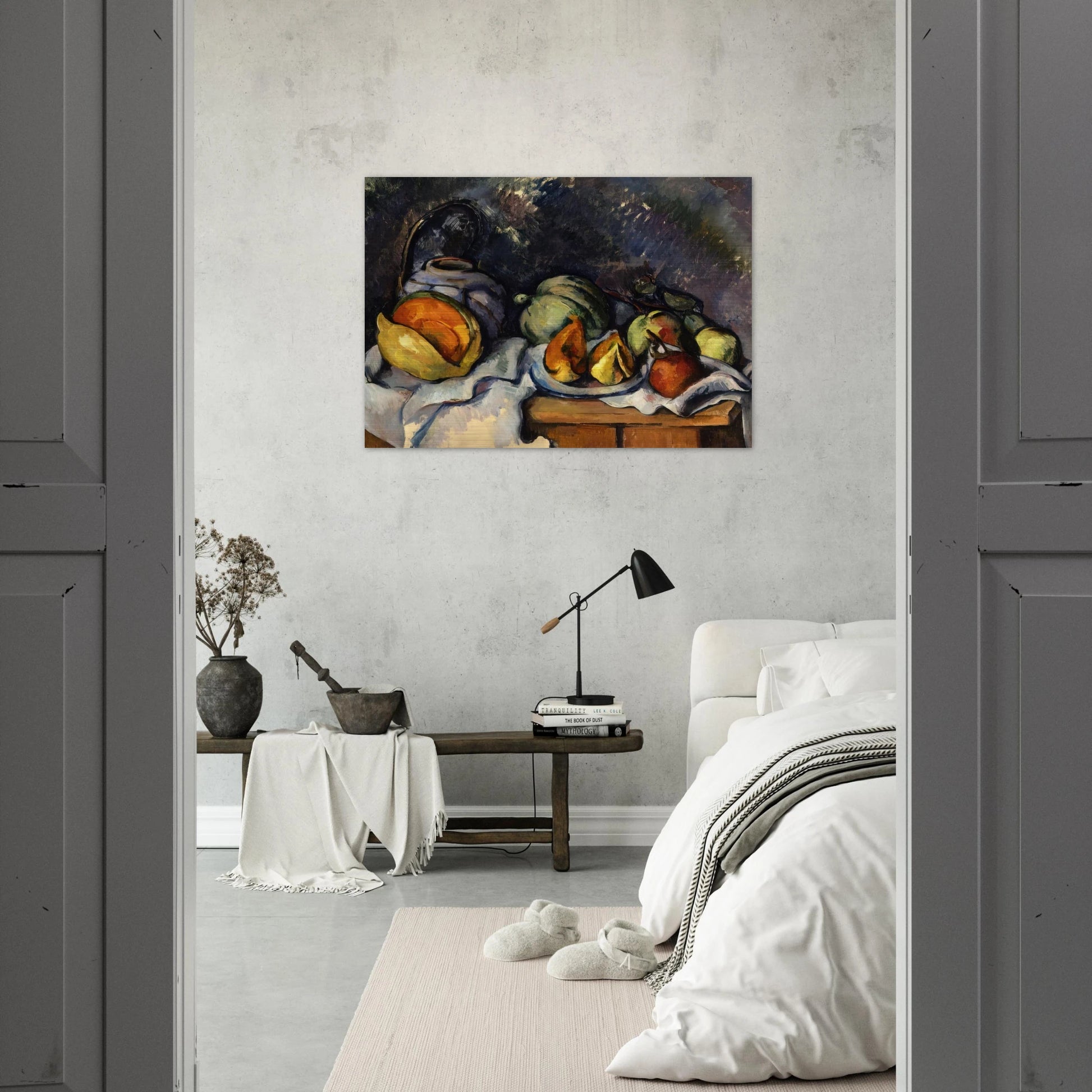 Still Life with Fruit and a Ginger Pot - Paul Cézanne Brushed Aluminum Print - 70x100 cm / 28x40 inches | Paul Cézanne Aluminum Print | Paul Cézanne Prints