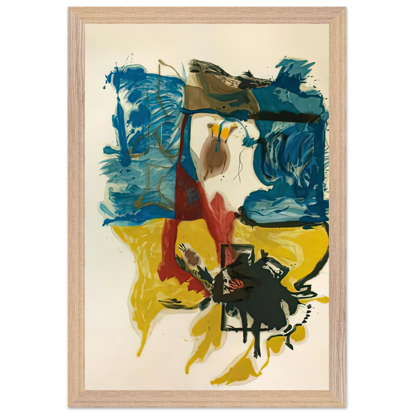 Helen Frankenthaler - Beach Scene, 1961- Wall Art - 30x40 cm / 12x16 inches - Premium Wooden Framed Poster With Fine Art Paper - Black frame