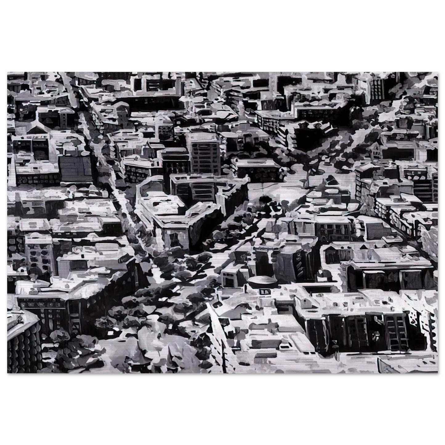 TOWNSCAPE MADRID - Gerhard Richter Brushed Aluminum Print - 70x100 cm / 28x40 inches | Gerhard Richter Aluminum Print | Gerhard Richter Prints