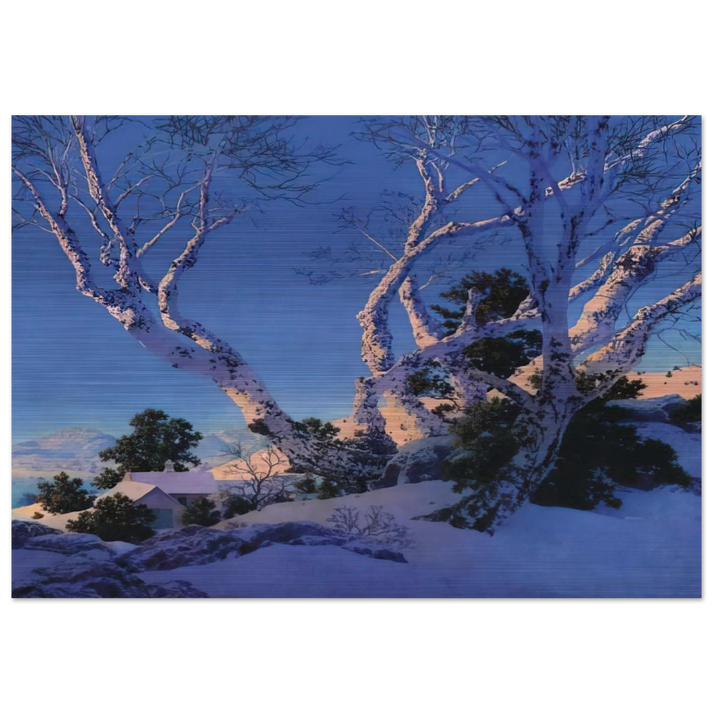 Birches in Winter - Maxfield Parrish Brushed Aluminum Print - 70x100 cm / 28x40 inches | Maxfield Parrish Aluminum Print | Maxfield Parrish Prints