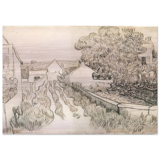 Village Street - Vincent van Gogh Brushed Aluminum Print - 70x100 cm / 28x40 inches | Vincent van Gogh Aluminum Print | Vincent van Gogh Prints