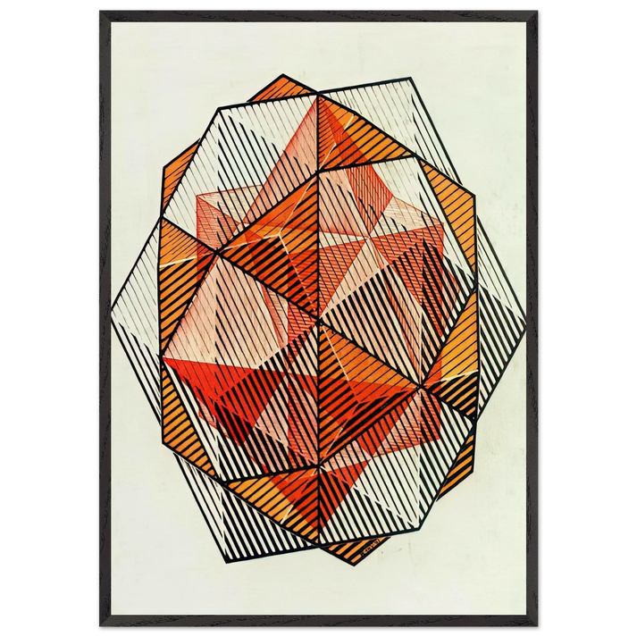 FOUR REGULAR SOLIDS - MC Escher 70x100 cm / 28x40 inches Framed Art Print – Black Wooden Frame | Maurits Cornelis Escher Prints