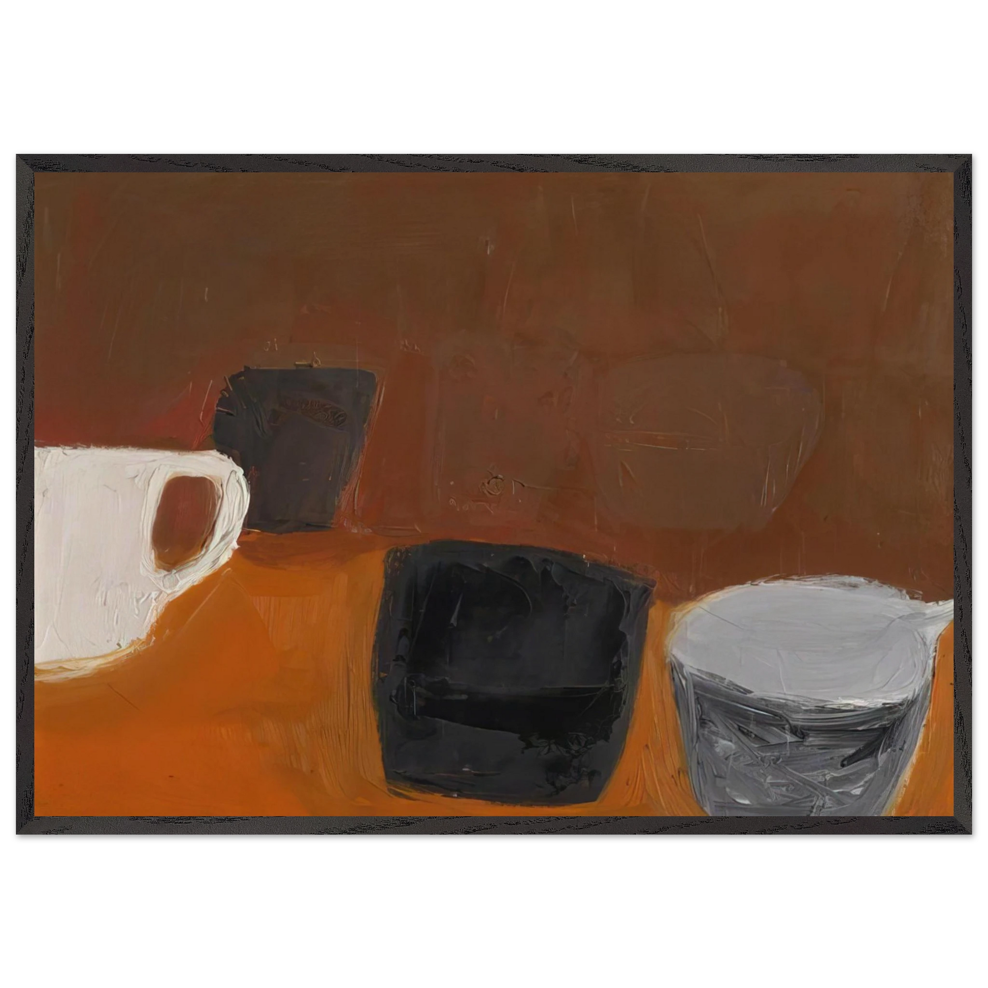 Still Life with White Mug - 1957 - William Scott Framed Art Print – Black Wooden Frame - Default Title - -Framed Art Print