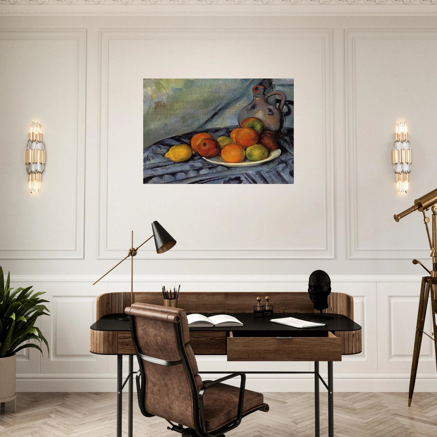 Fruit and Jug on a Table - Paul Cézanne Brushed Aluminum Print - 70x100 cm / 28x40 inches | Paul Cézanne Aluminum Print | Paul Cézanne Prints