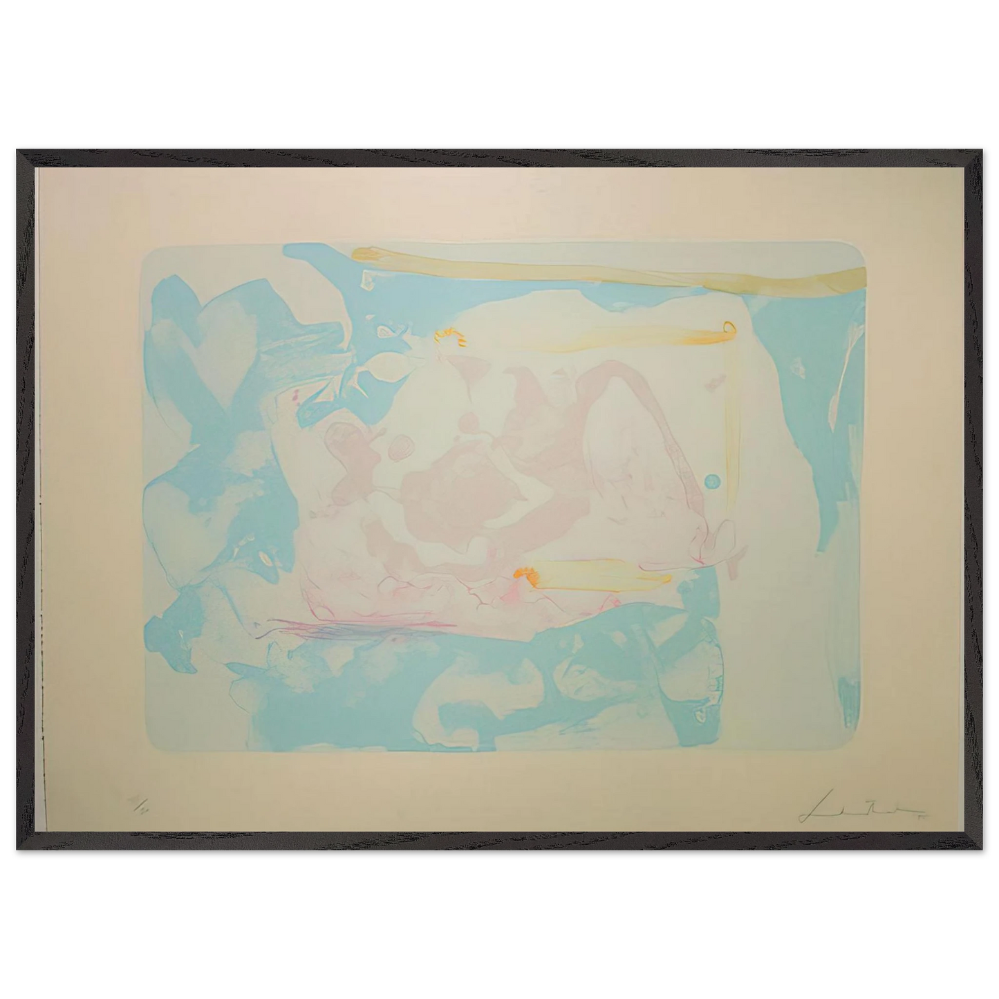 Helen Frankenthaler - Reflections III - 1995 Wall art - 27x35 cm / 11x14 inches - Premium Wooden Framed Poster With Fine Art Paper - Wood frame