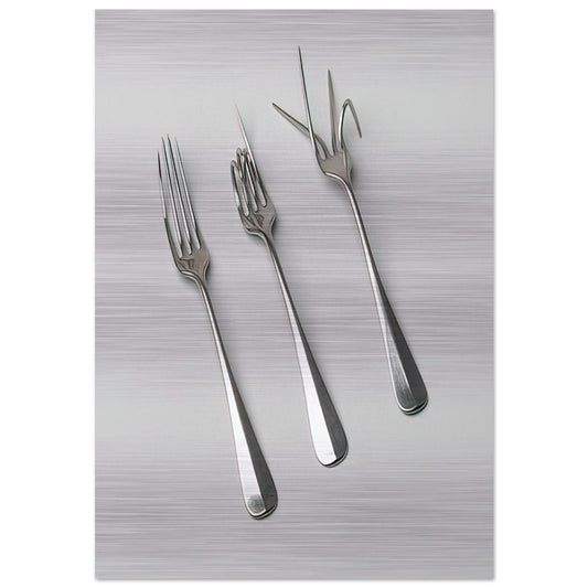 Fork Design - 1958 - Bruno Munari Brushed Aluminum Print - 70x100 cm / 28x40 inches | Bruno Munari Aluminum Print | Bruno Munari Prints