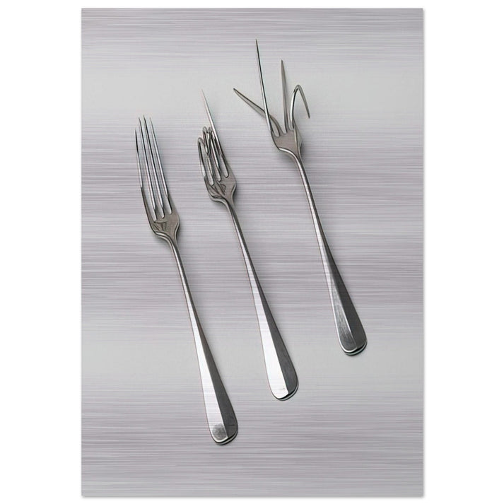 Fork Design - 1958 - Bruno Munari Brushed Aluminum Print - 70x100 cm / 28x40 inches | Bruno Munari Aluminum Print | Bruno Munari Prints