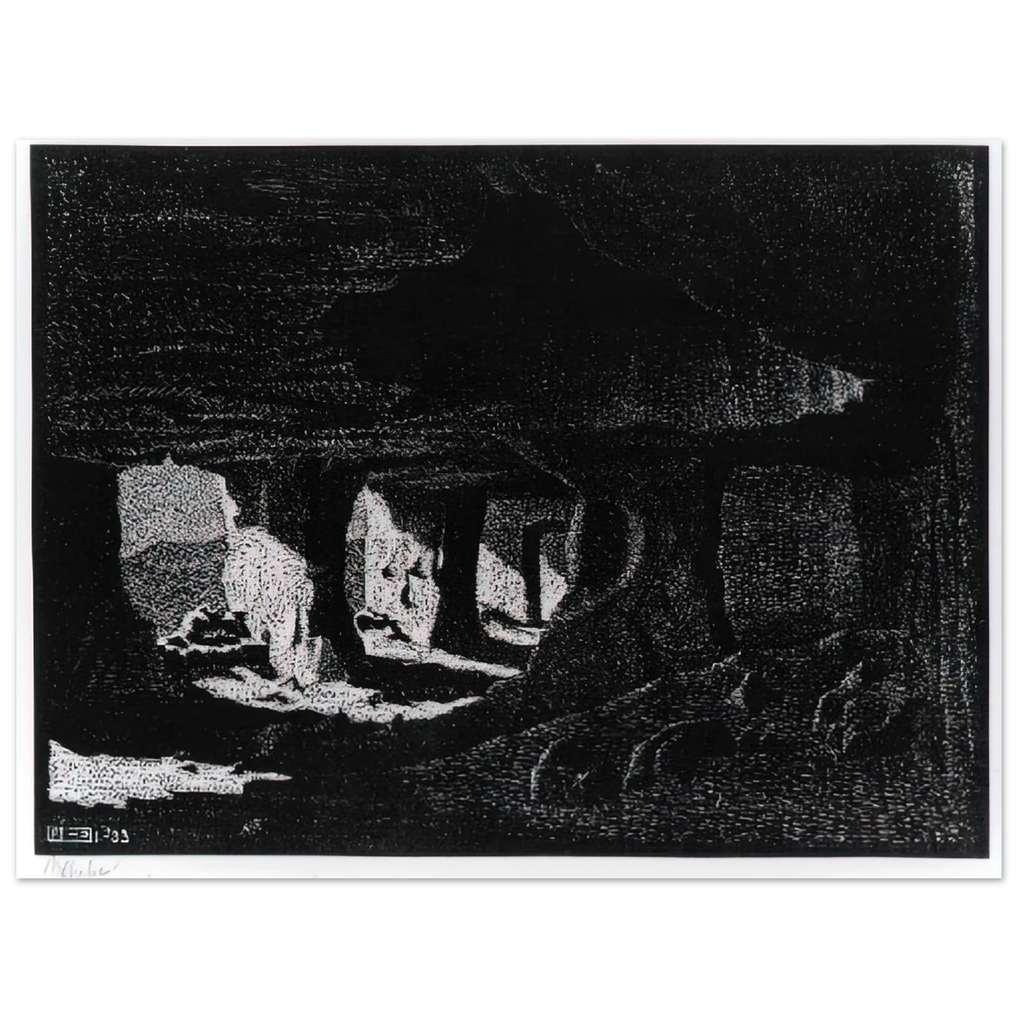 MC Escher - CAVE DWELLINGS NEAR SPERLINGA SICILY Wall Art - 21x29.7 cm / 8x12" - Fine Art Poster - -