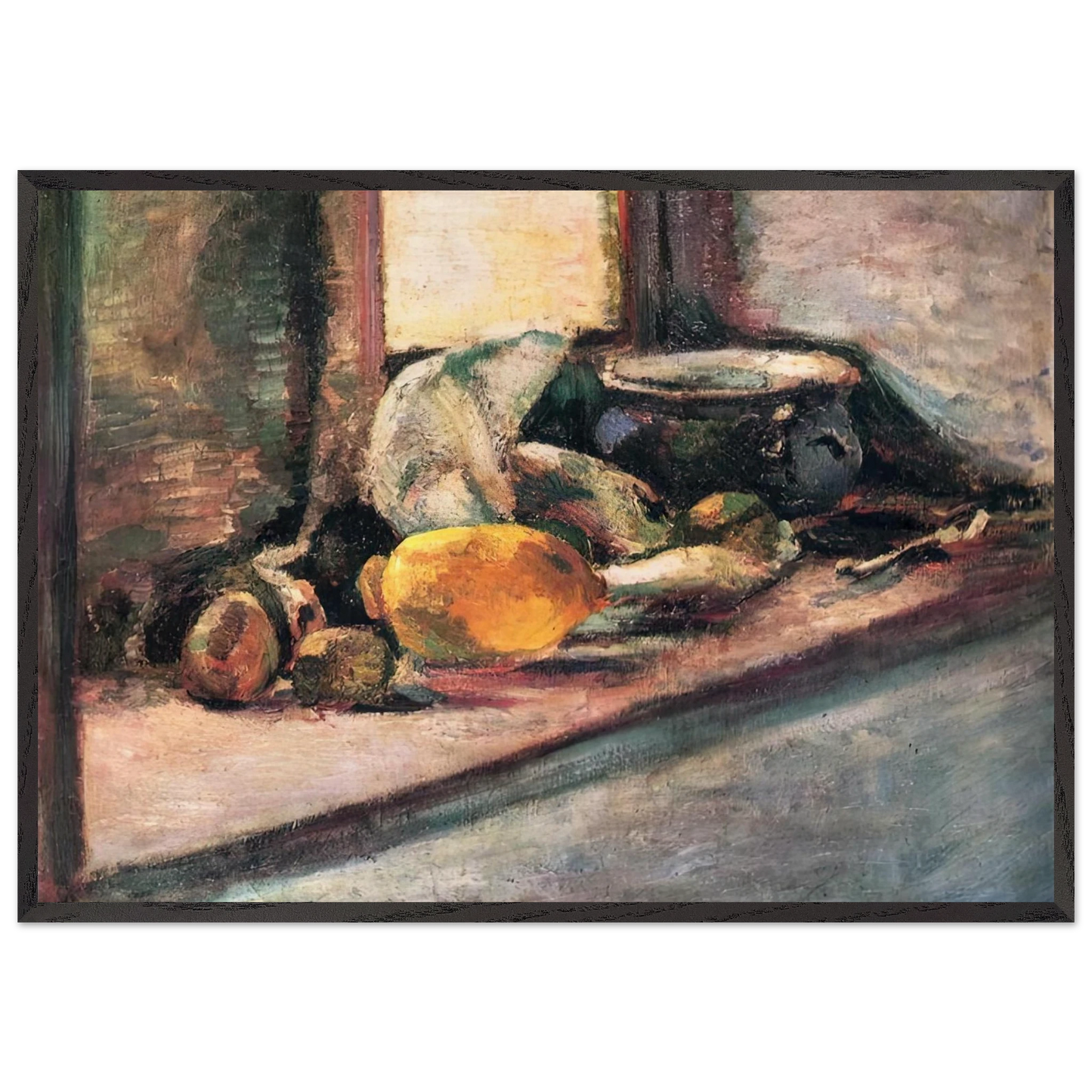 BLUE POT AND LEMON 1897 - Henri Matisse 70x100 cm / 28x40 inches Framed Art Print – Black Wooden Frame