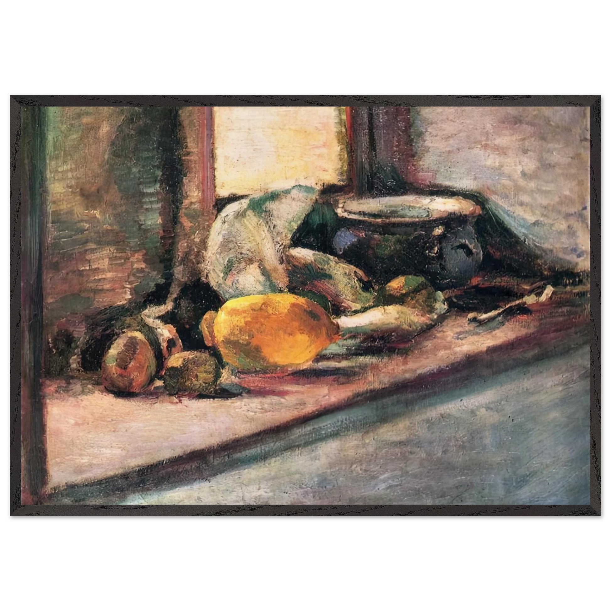 BLUE POT AND LEMON 1897 - Henri Matisse 70x100 cm / 28x40 inches Framed Art Print – Black Wooden Frame