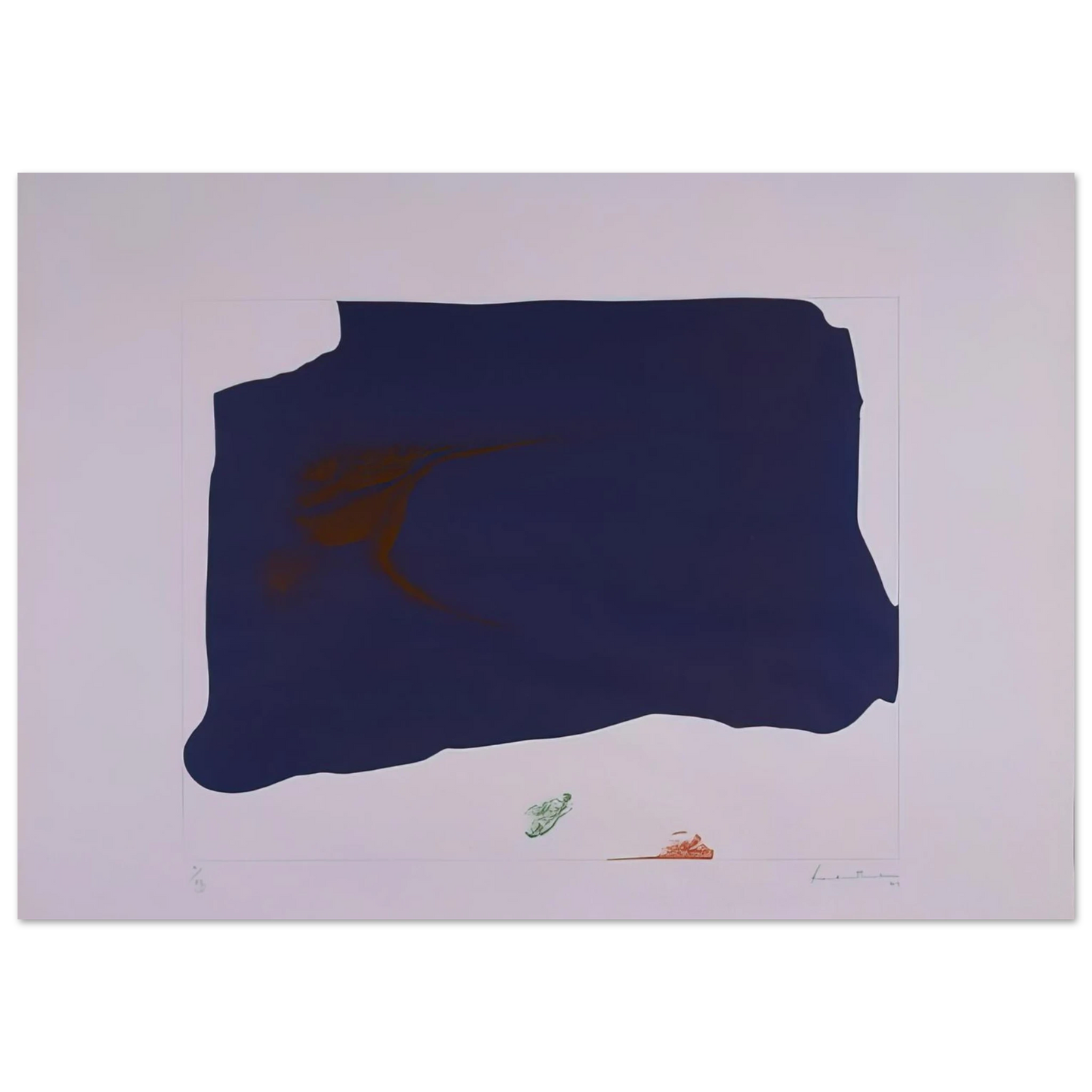 Helen Frankenthaler - Variation II on Mauve Corner - 1969 Wall art - A2 (42 x 59.4  cm) - Premium Wooden Framed Poster With Fine Art Paper - White frame